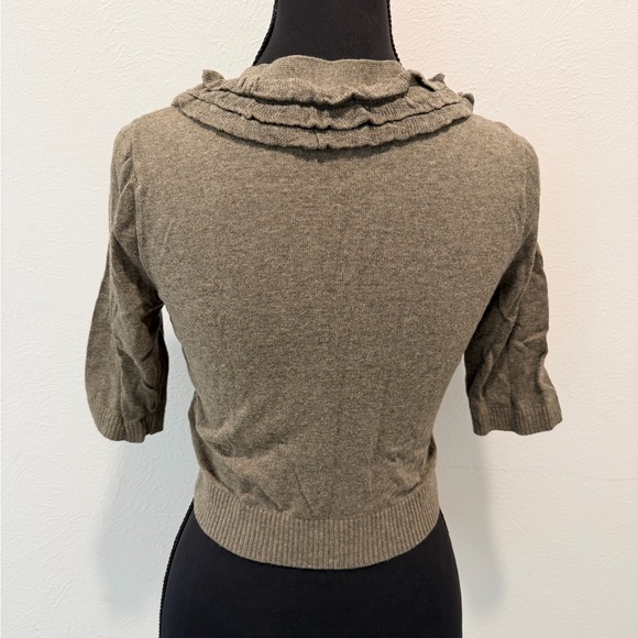 Moth Ruffled Button Cardigan - Brown - Picture 2 of 4